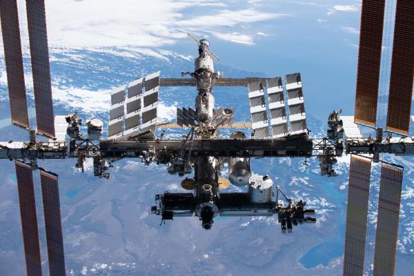 The International Space Station is pictured from the SpaceX Crew Dragon Endeavour.