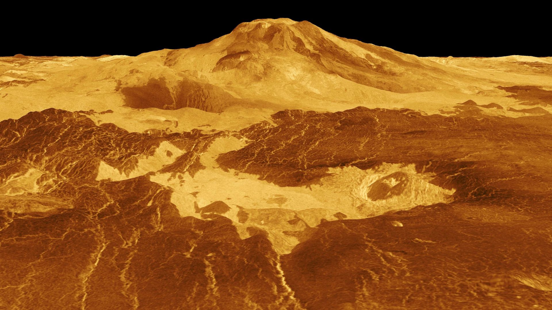 Scientists have seen direct evidence of active volcanism on Earth's twin, Venus. This 3D model of Venus' surface shows the summit of Maat Mons, the volcano exhibiting signs of activity. 