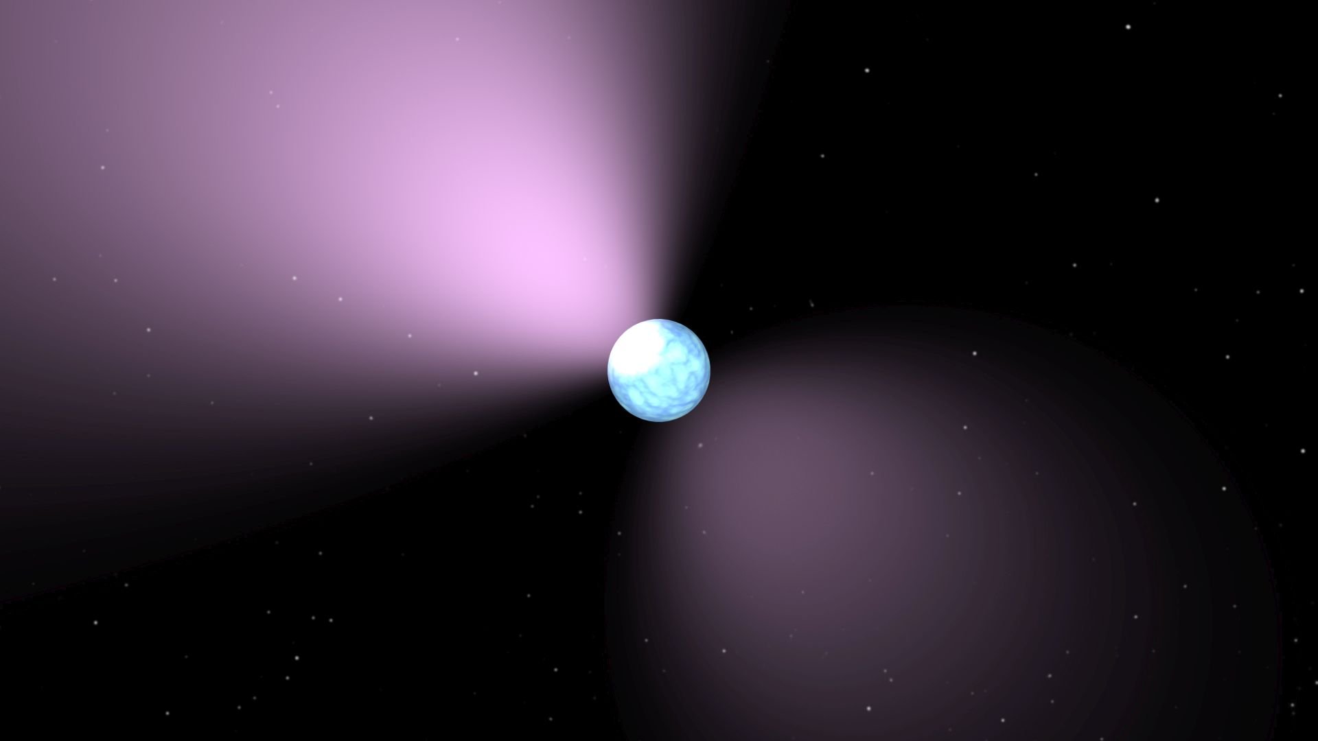 An artist's concept of a pulsar. Similar to a lighthouse, pulsar light appears in regular pulses as it rotates. 