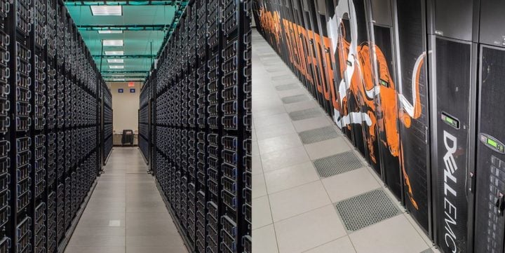 The NSF-funded Frontera (left) and Stampede2 (right) supercomputers helped scientists model plasma shock waves. 