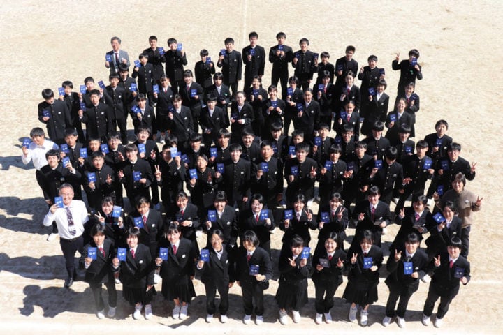 Some of the more than 13,000 students who created artwork that is flying to the International Space Station for the JAXA (Japan Aerospace Exploration Agency) I-Space Essay program.