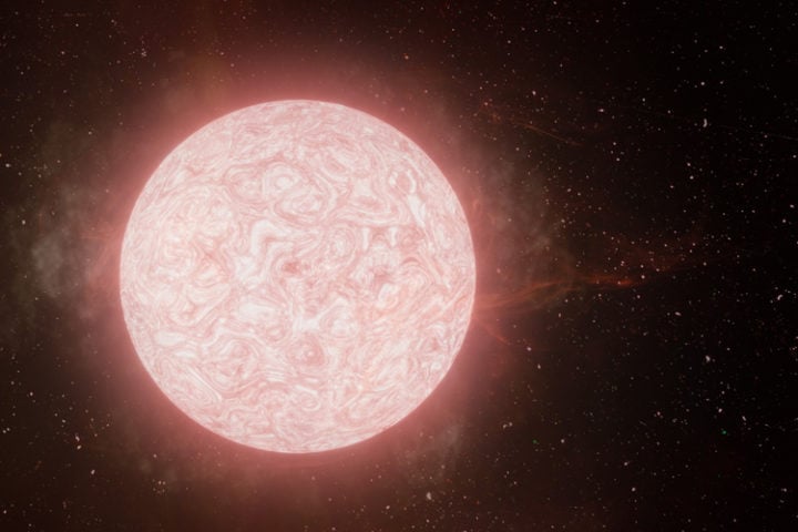 An artist’s impression of a red supergiant in the final year of its life emitting a massive cloud of gas. 