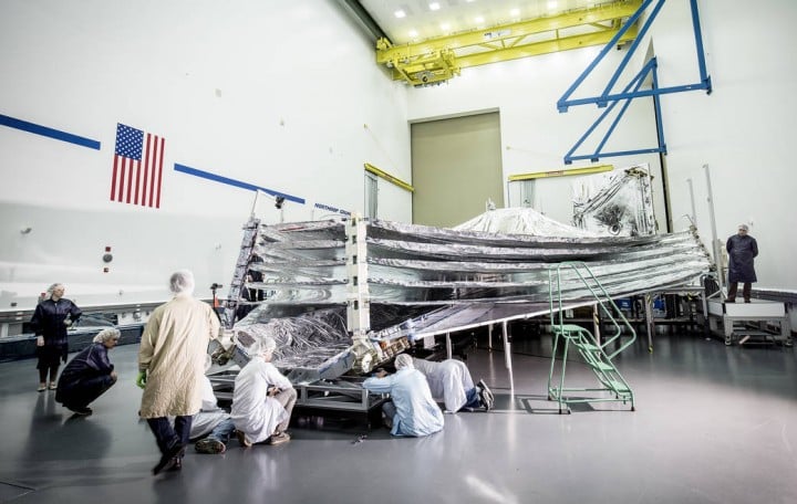 The sunshield on NASA's James Webb Space Telescope.