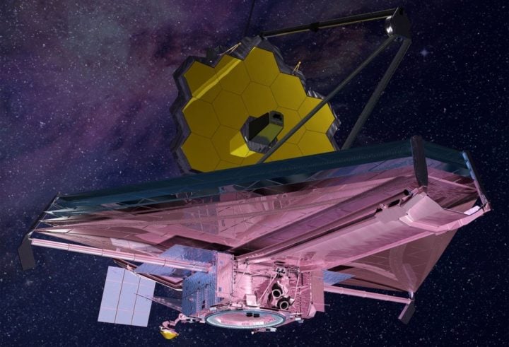 Artist's rendering of the James Webb Space Telescope observing in space. 