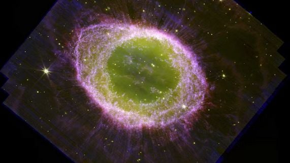 The Ring Nebula captured by JWST between July and August 2022. 