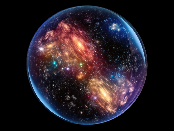 AI-generated bubble of galaxies, bubble universe – illustrative photo.