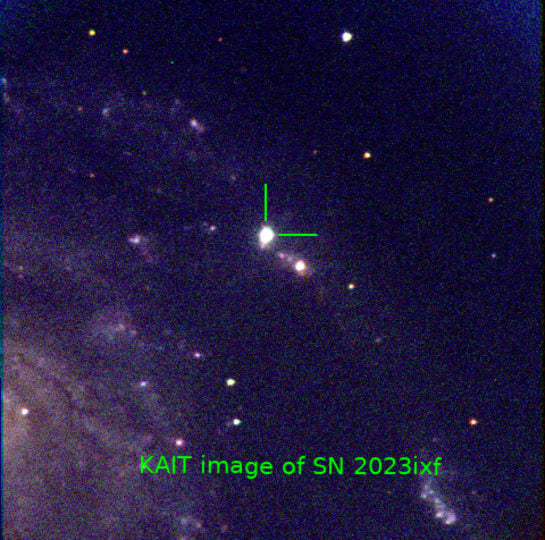 An image of the supernova SN 2023ixf taken by the Katzman Automatic Imaging Telescope at Lick Observatory. 