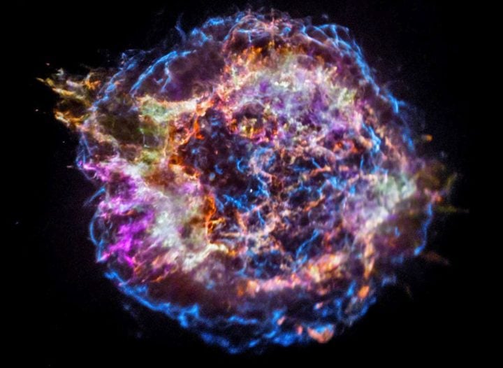 Cassiopeia A (Cas A), a supernova remnant - illustrative image. These celestial objects are the sources of neutrinos. 