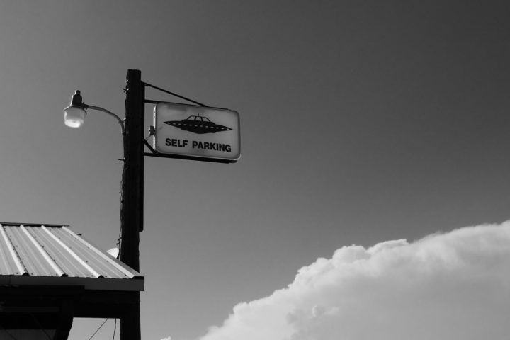 Sign depicting an alien UFO in Rachel, NV near the legendary Area 51. 