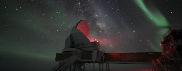 NSF's South Pole Telescope at Amundsen-Scott South Pole Station is a key to discovering the relaxed galaxy cluster. 