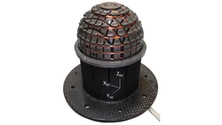 The sensor in the magnetometer is the size of a tennis ball placed in a cylinder and with a surface akin to a pineapple.