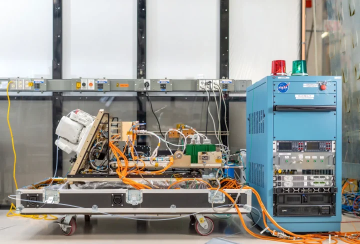 The ILLUMA-T laser communications system being prepared for launch at Goddard Space Flight Center. 