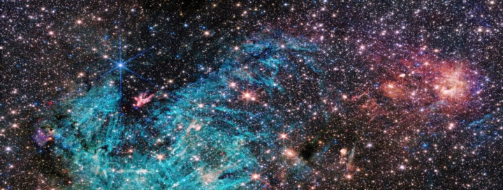 The full view of the NASA/ESA/CSA James Webb Space Telescope’s NIRCam (Near-Infrared Camera) instrument reveals a 50 light-years-wide portion of the Milky Way’s dense centre. An estimated 500,000 stars shine in this image of the Sagittarius C (Sgr C) region, along with some as-yet unidentified features. 