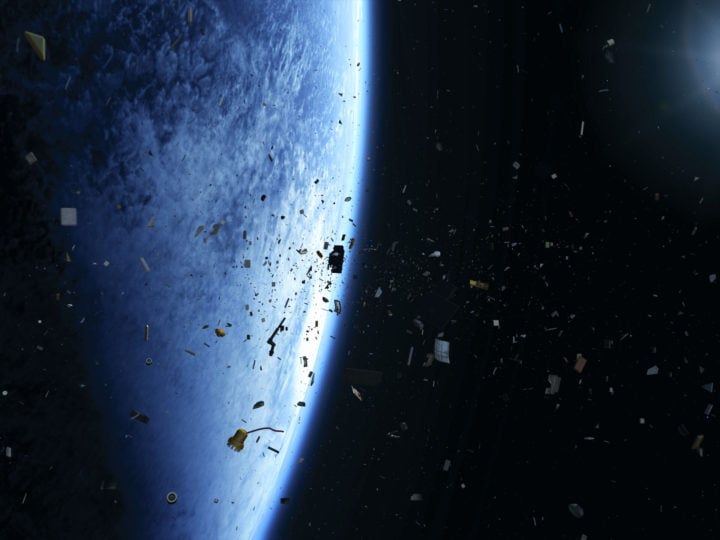 Space debris - illustrative artistic rendering. 