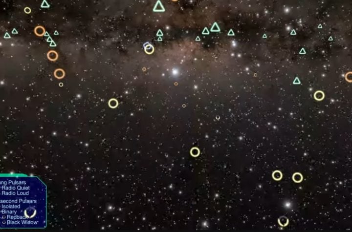 Locations of pulsars - still image from the video. 