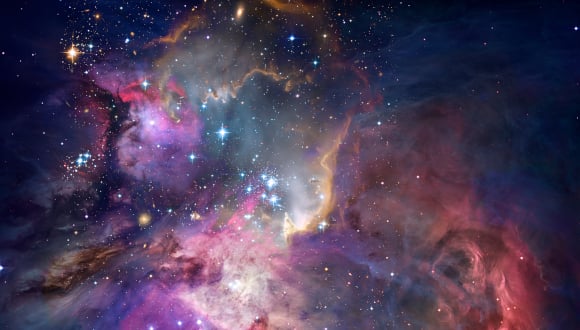 Nebula and galaxies in space. Abstract cosmos background. Elements of this image furnished by NASA