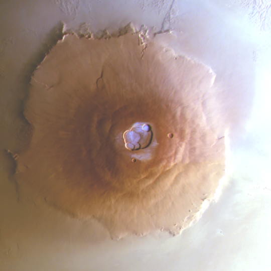Mars Express view of frost on Olympus Mons