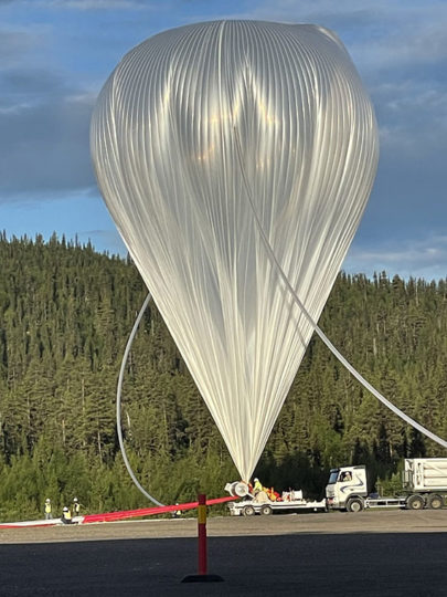 A stadium-sized scientific balloon carried the XL-Calibur instrument aloft. 