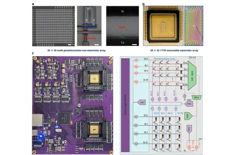 A multiple phototransistors and one memristor array for reconfigurable in-sensor processing