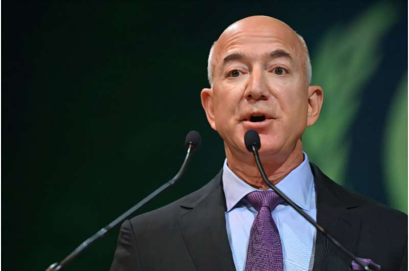 Jeff Bezos, pictured in November 2021, founded Blue Origin two years before Elon Musk started SpaceX -- but the company has progressed at a far slower pace