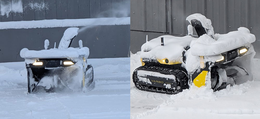 Yarbo AI-powered robotic snowblower clearing snow