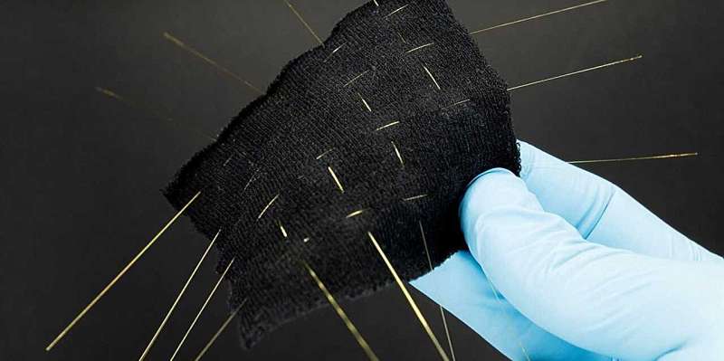 Example of a smart textile woven with glass fibers. Credit: Yingqiang Wang / ETH Zurich Using sound waves to create a smart T-shirt