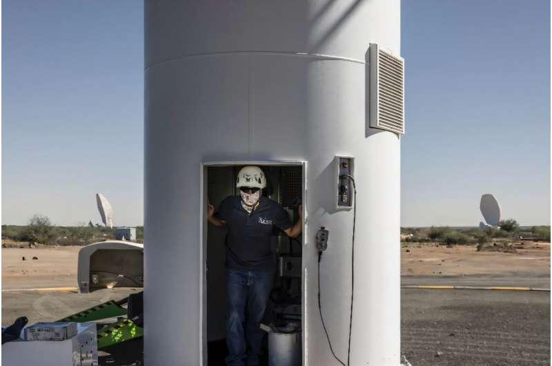 The MeerKAT operates in a 'radio quiet zone' where radio waves, cell phone signals and wireless connections are strictly controlled to prevent interference with the telescope's tracking. The MeerKAT operates in a 'radio quiet zone' where radio waves, cell phone signals and wireless connections are strictly controlled to prevent interference with the telescope's tracking