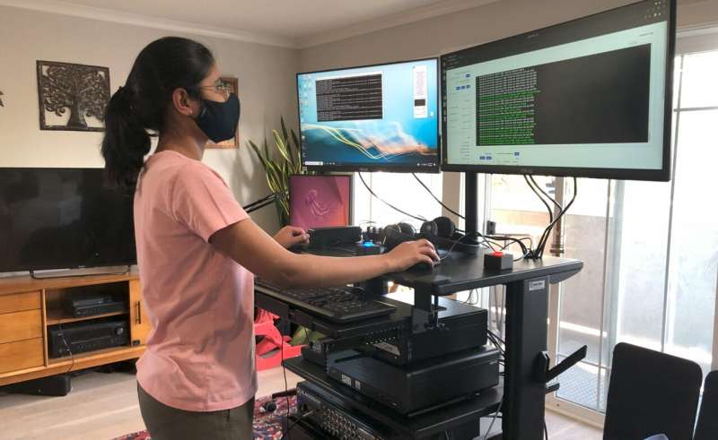 Maitreyee Wairagkar, first author of the study and project scientist in the Neuroprosthetics Lab at UC Davis, operating the BCI system. Credit: UC Regents. First-of-its-kind technology helps man with ALS 'speak' in real time