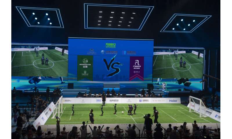 Photos show how humanoid robots captivate fans in China by playing a soccer match