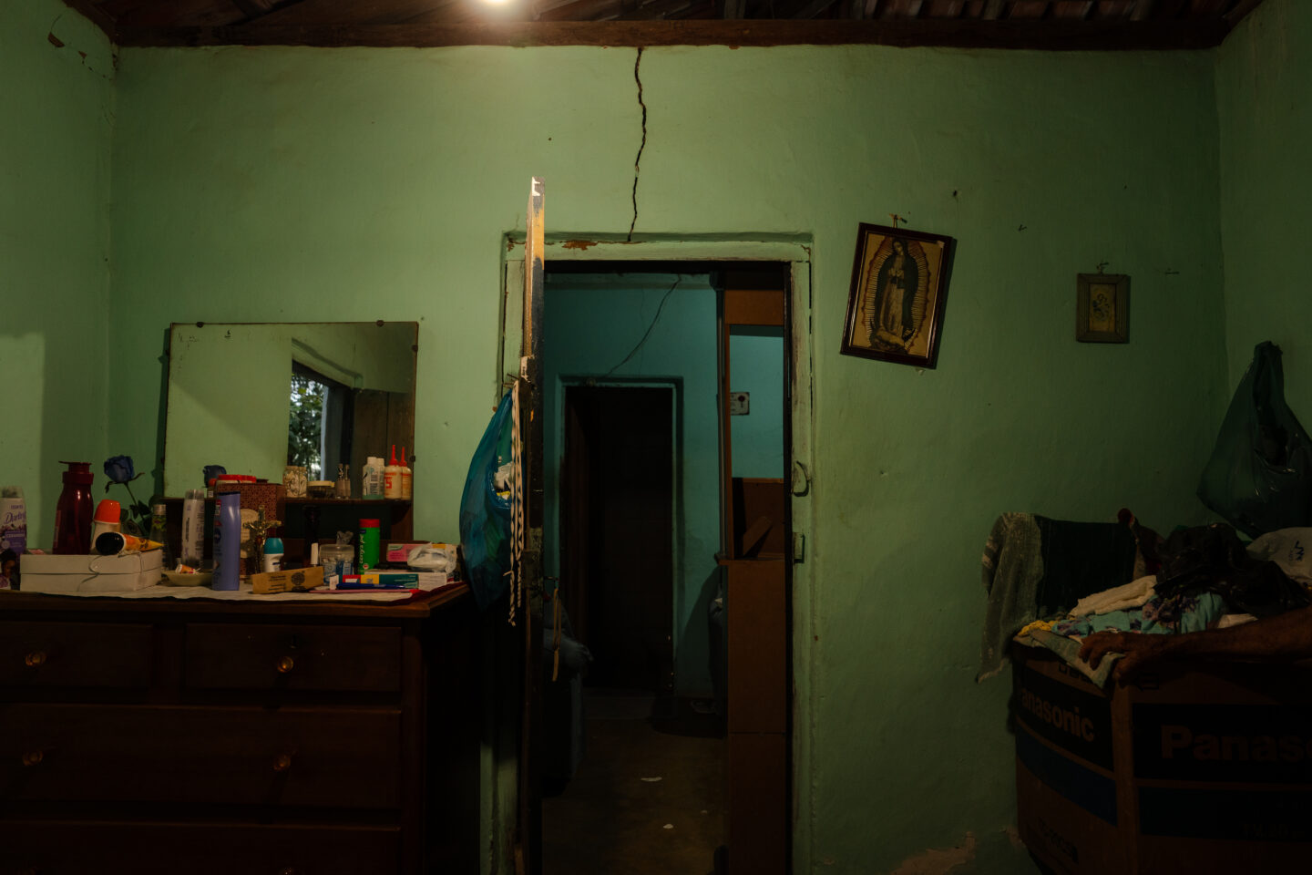 Crack in the walls of a resident in Poço Dantas, near a lithium mining site in Jequitinhonha Valley, Brazil.