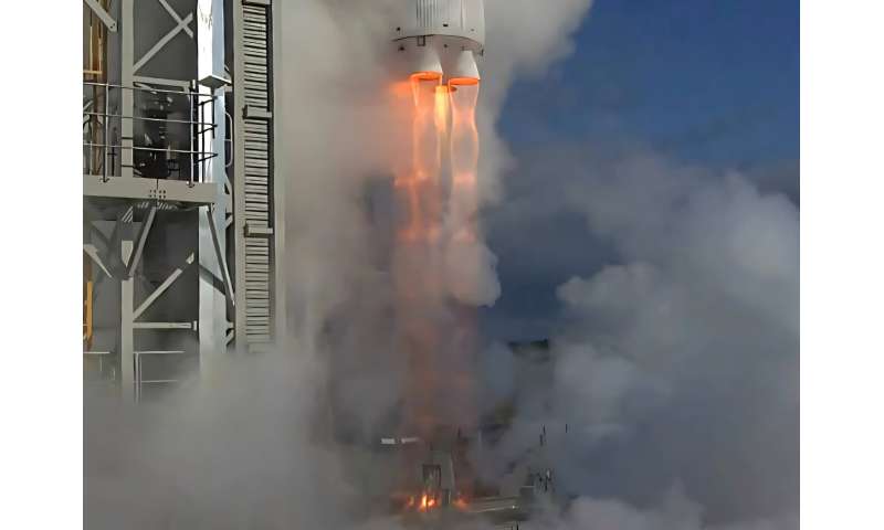First Australian-made rocket crashes after 14 seconds of flight in a failed attempt to reach orbit