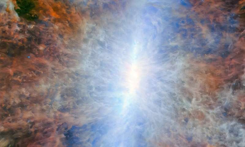 Peering into a starburst galaxy with the JWST