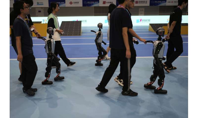 Photos of Beijing's World Humanoid Robot Games show how a human touch is still needed