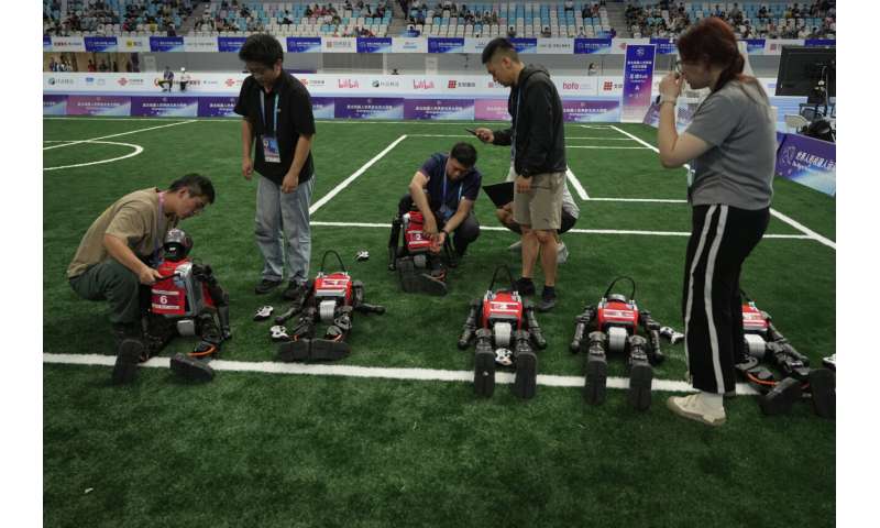 Photos of Beijing's World Humanoid Robot Games show how a human touch is still needed