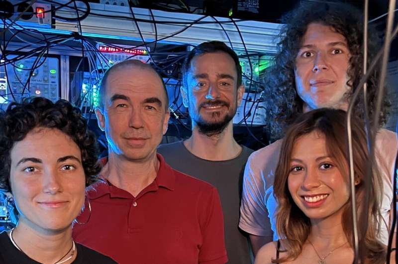 From left to right, Cristina Sastre Jachimska, Hugues de Riedmatten, Samuele Grandi, Susana Plascencia, and Markus Teller, inside their lab at ICFO. Credit: ICFO Quantum memory array at ICFO brings us closer to a quantum RAM