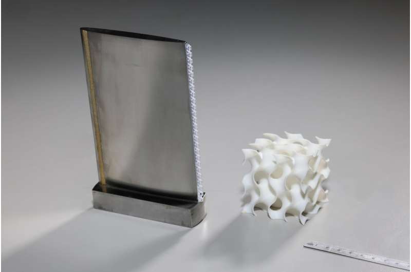 A gyroid—a 3D structure made up of continuous curved surfaces. Credit: EPFL/Alain Herzog—CC-BY-SA 4.0 Device drastically reduces the vibration from rotating parts